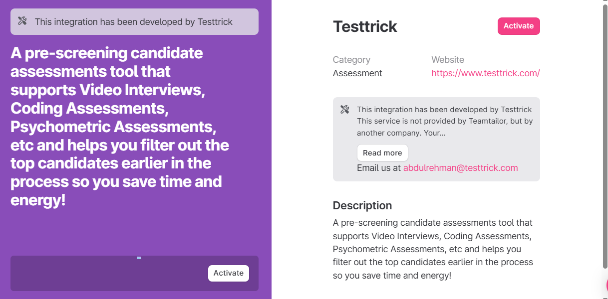 TestTrick Integration Step 2